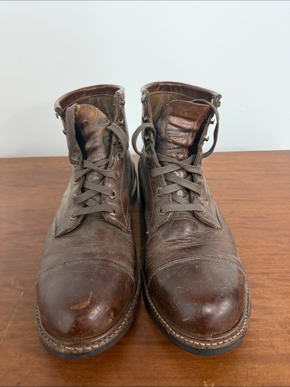 Chippewa Brown Leather Lace-Up Work Boots